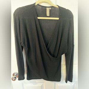 Designer faux wrap long sleeve,L